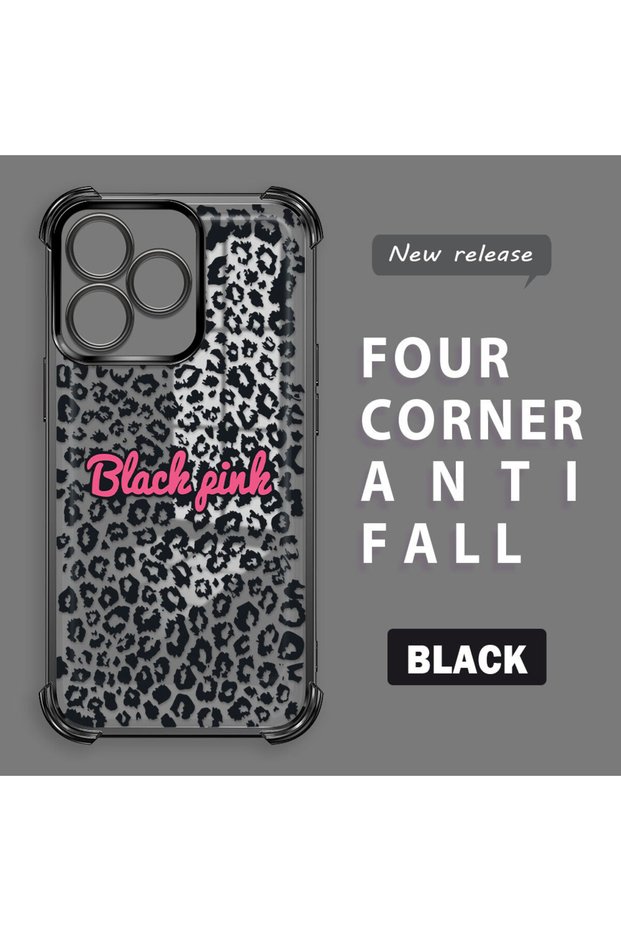 Realme Note 50 4g Compatible Transparent Four Corner Silicone Coated Glossy Edge Case Leopard Pattern