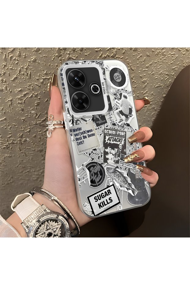 Redmi 13 Compatible American Retro Collage Style Pattern Anti-Shake Protection