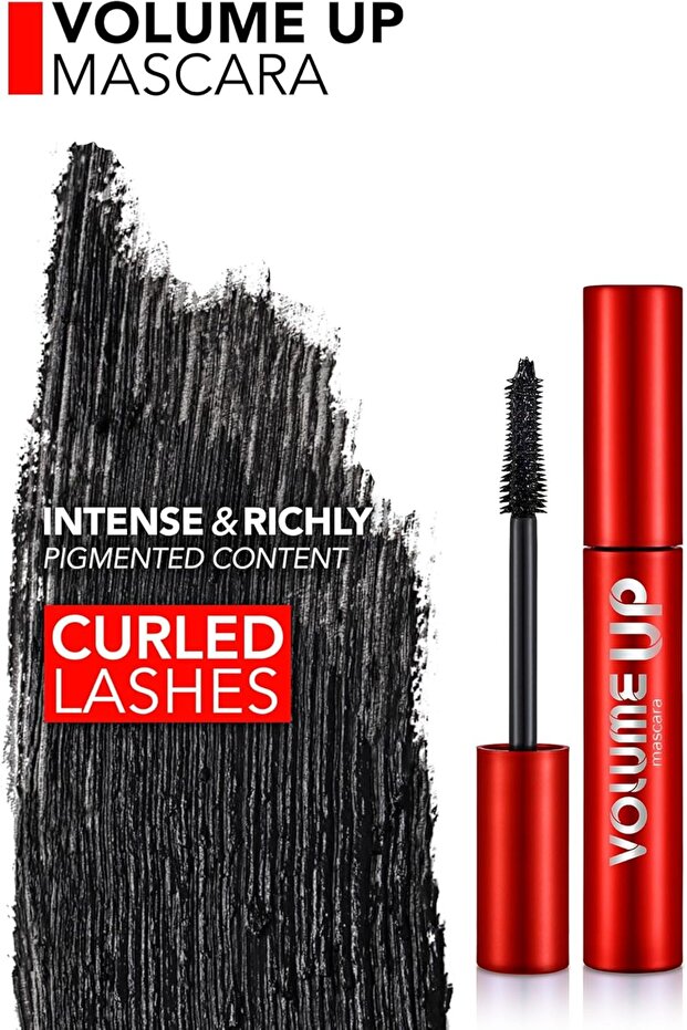 Volume Up Mascara Black, Silicone Brush, Intense Black Pigments, Volume & Lifting Effect Buildable - 2
