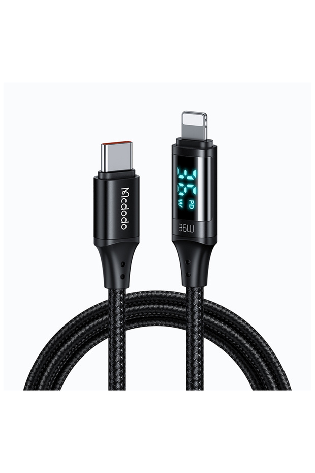 CA-1030 Type-C to Lightning 1.2M Digital Display Fast Charging Data Cable Black