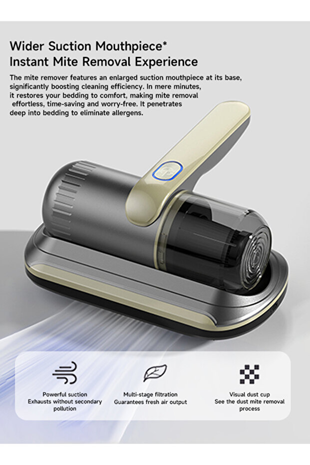 Mattress Mite Removal Bed Vacuum Cleaner - Wireless Upgrade Edition - With Ultraviolet Light