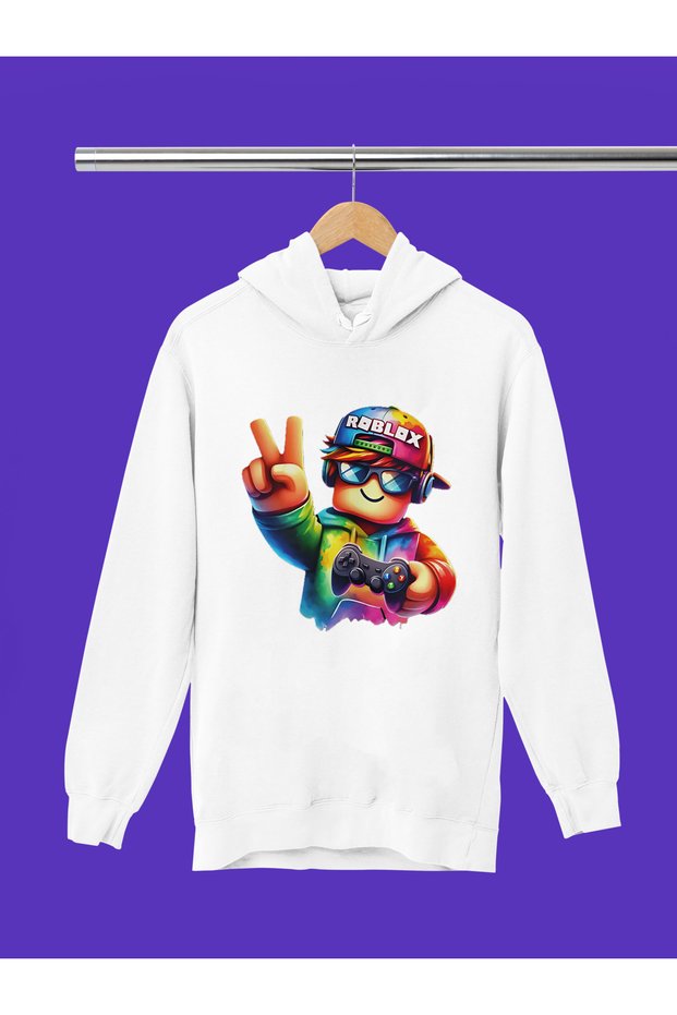 Roblox Printed 3 Yarn Quality Soft Texture Hooded Children's Sweatshirt