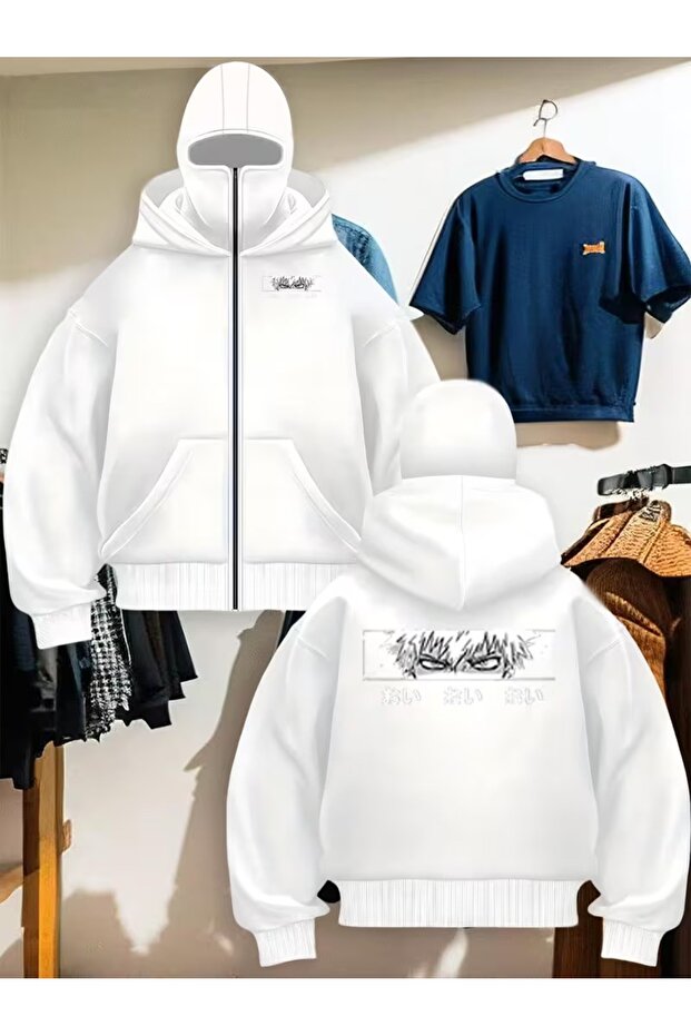 Unisex Snow Masked Ninja Sweatshirt Hoodie 3-Ply Thick Zippered