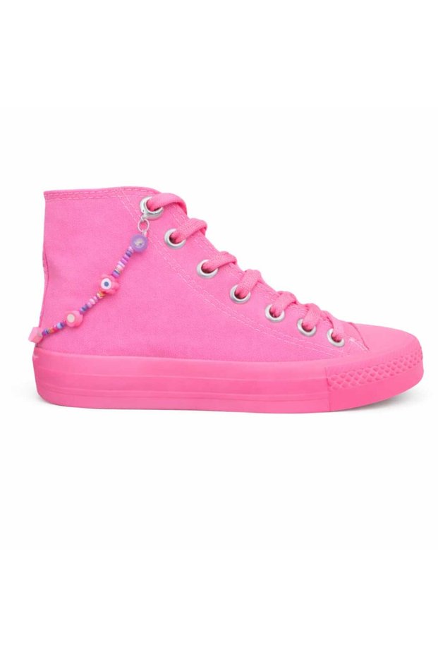 Pink Pink Sole Girls' Sports Shoes and Sneakers with Bead Accessory Design