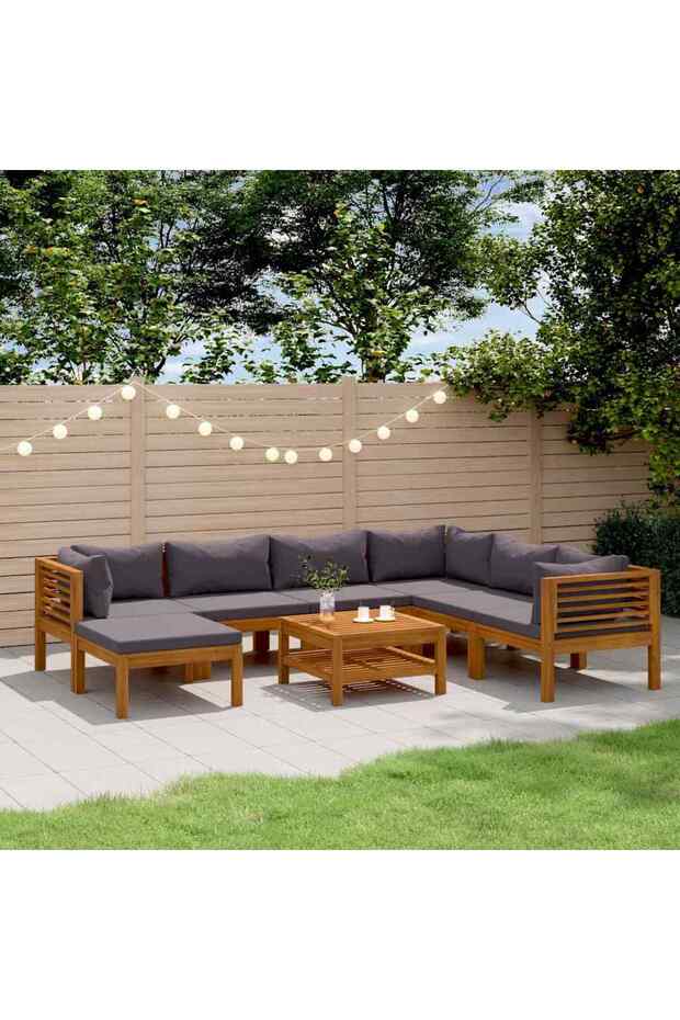 8 Piece Garden Lounge Set with Cushion Solid Acacia Wood