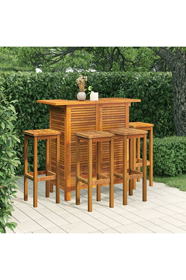 5 Piece Garden Bar Set Solid Wood Acacia