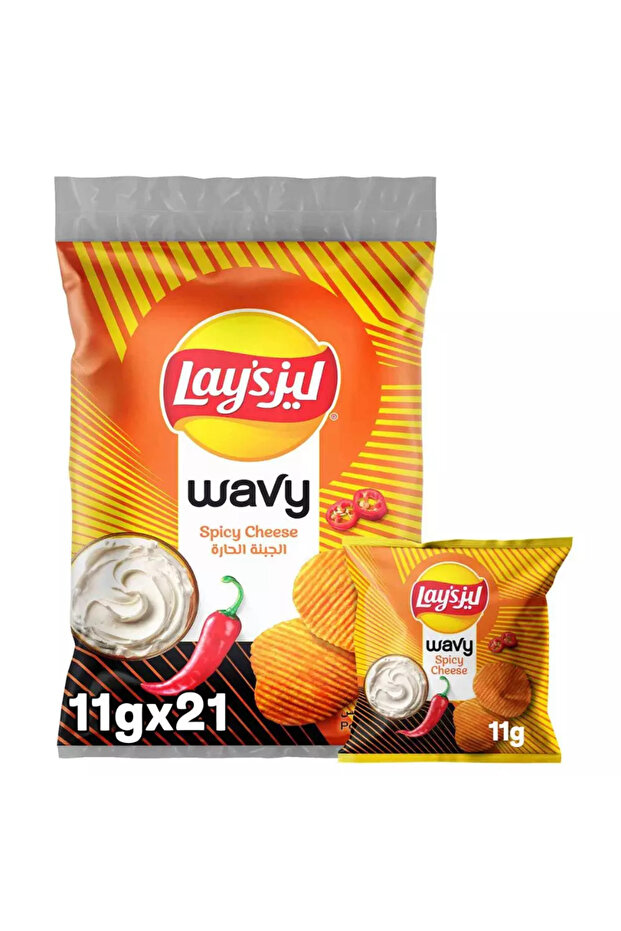 Wavy Cheese Flavored Potato Chips- 21X11gms
