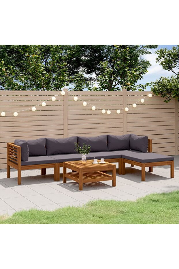 7 Piece Garden Lounge Set with Cushion Solid Acacia Wood