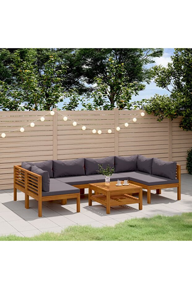 7 Piece Garden Lounge Set with Cushion Solid Acacia Wood
