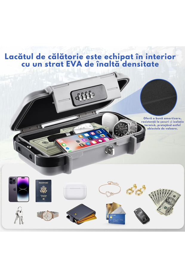Portable Anti-Theft Safe with Numeric Code, Waterproof Safe Box with Locking System, Security Cable - 2