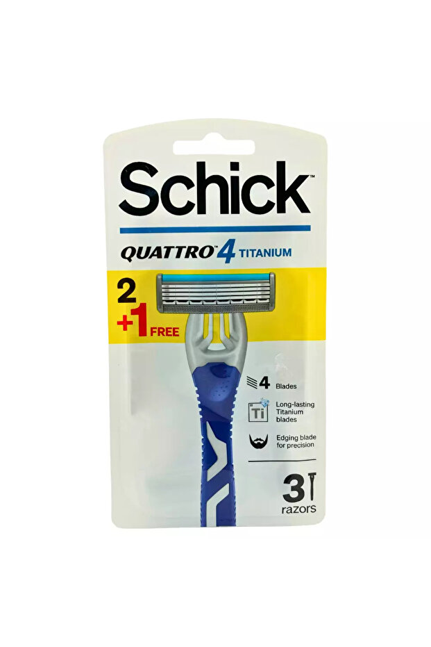 Quattro Titanium 4 Blade Disposable Razor For Men- 2+1pcs