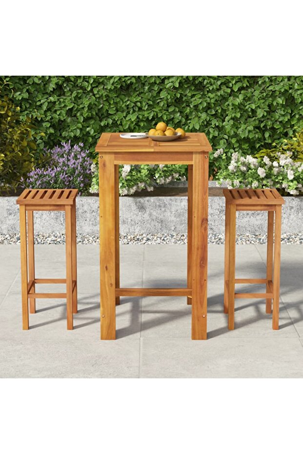 3 Piece Garden Bar Set Solid Wood Acacia