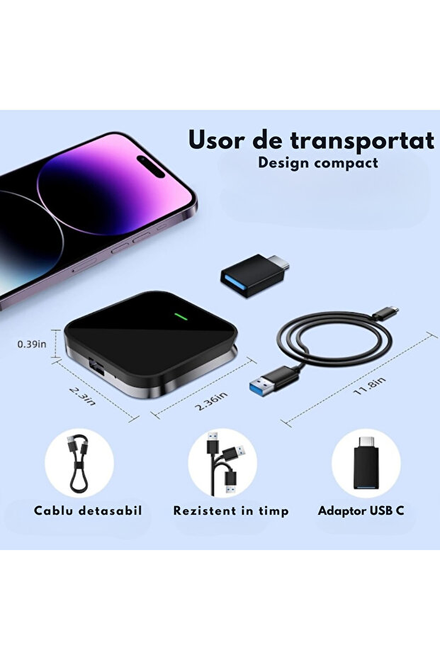 CarPlay & Android Auto Wireless Adapter – Universal USB Android & IOS Auto Compatibility, Wireless - 7