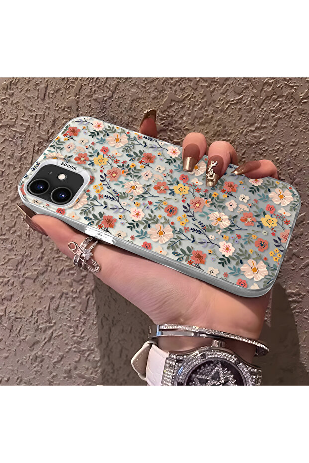 حافظة من السيليكون النحيف المقاوم للصدمات بنمط غصن الزهرة متوافقة مع هاتف iPhone 12 - 2