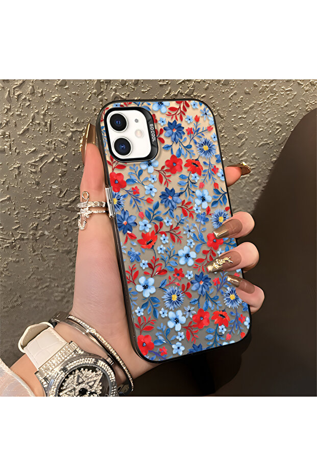 حافظة من السيليكون النحيف المقاوم للصدمات بنمط غصن الزهرة متوافقة مع هاتف iPhone 12 Pro - 1