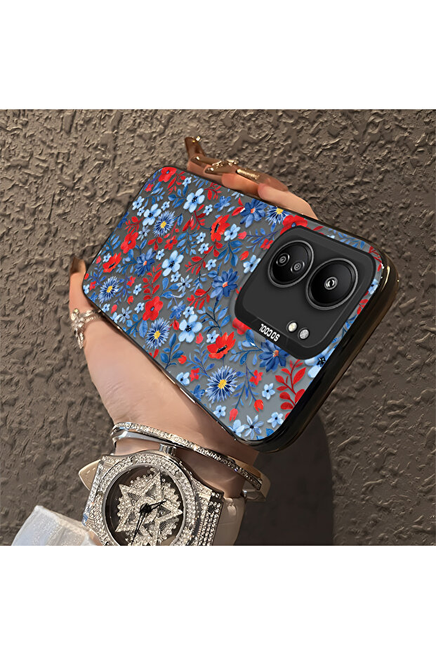 غطاء سيليكون نحيف مقاوم للصدمات بنمط غصن الزهرة متوافق مع Poco C65 - 3