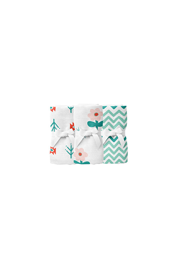 Big Flower Blossom, Muslin Mouth Wipes, 40X40 cm Set of 6