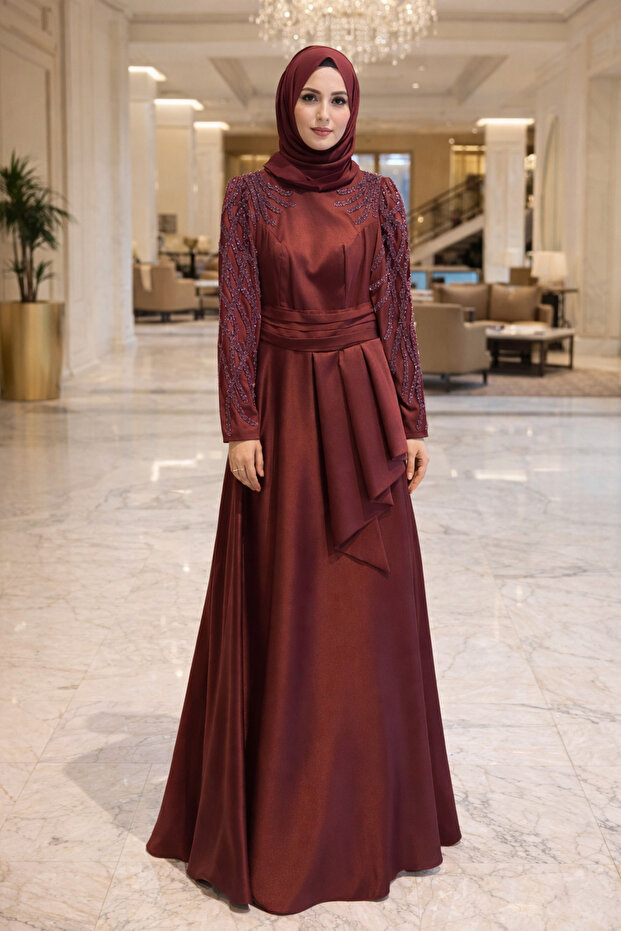 Rochie de seară brodată cu mărgele - 1