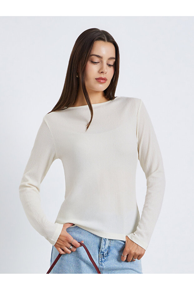 Women Cream Long Sleeve Knit Top