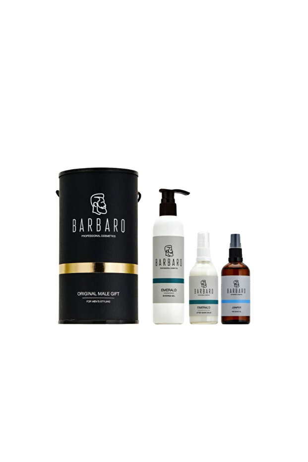 Shave Kit for Men – with Transparent Shaving Gel, Pre-Shave Juniper Oil & Aftershave Balm