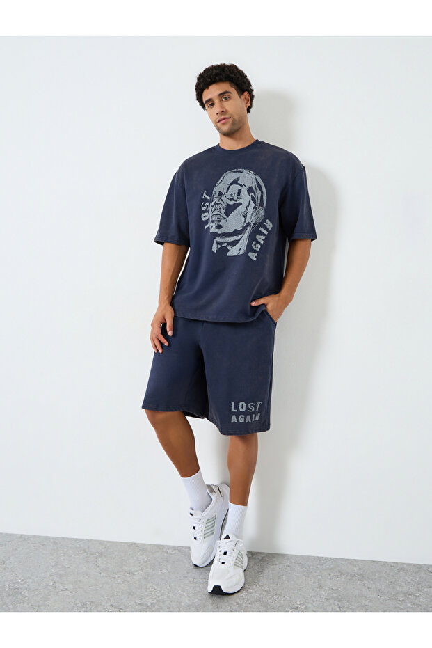 Men Oversized Acid Washed T-Shirt and Shorts Co-Ords