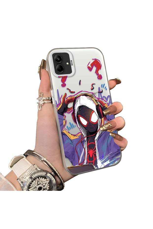 Samsung Galaxy A03/A04E/A04 Compatible Spiderman Couple Case Acrylic Back Silicone Edge Protection