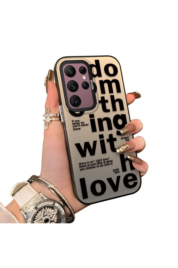 Samsung Galaxy S22 Ultra Compatible Hard Acrylic Back Silicone Edge Lens Protection Stylish Print Case