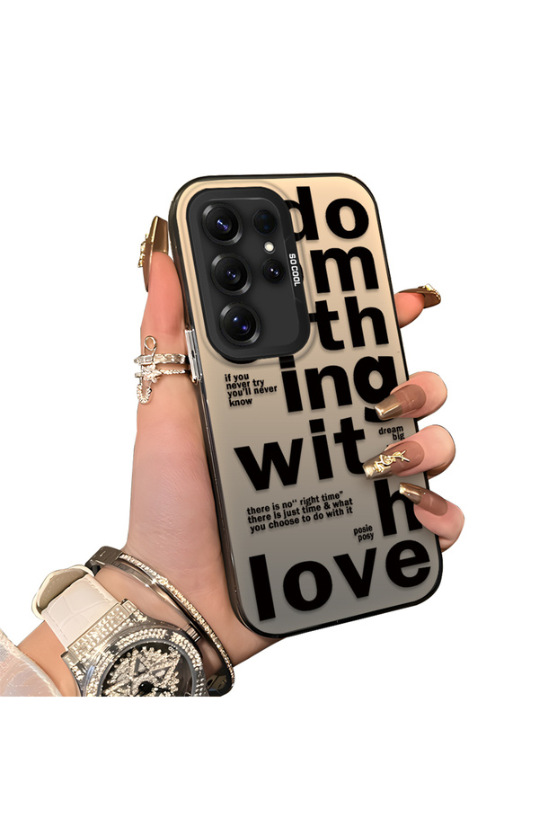 Samsung Galaxy S25 Ultra Compatible Hard Acrylic Back Silicone Edge Lens Protection Stylish Print Case