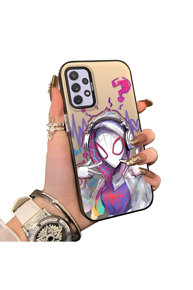 Samsung Galaxy A72 Compatible Spiderman Couple Case Acrylic Back Silicone Edge Protection