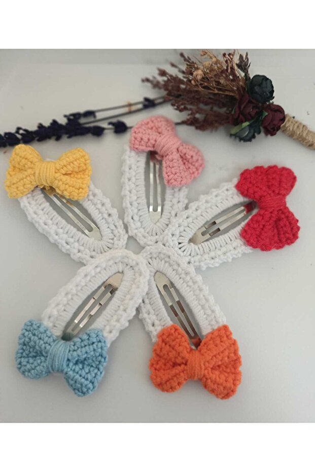 5 Pieces of Handmade Classic Bowknot Snap Knit Buckle