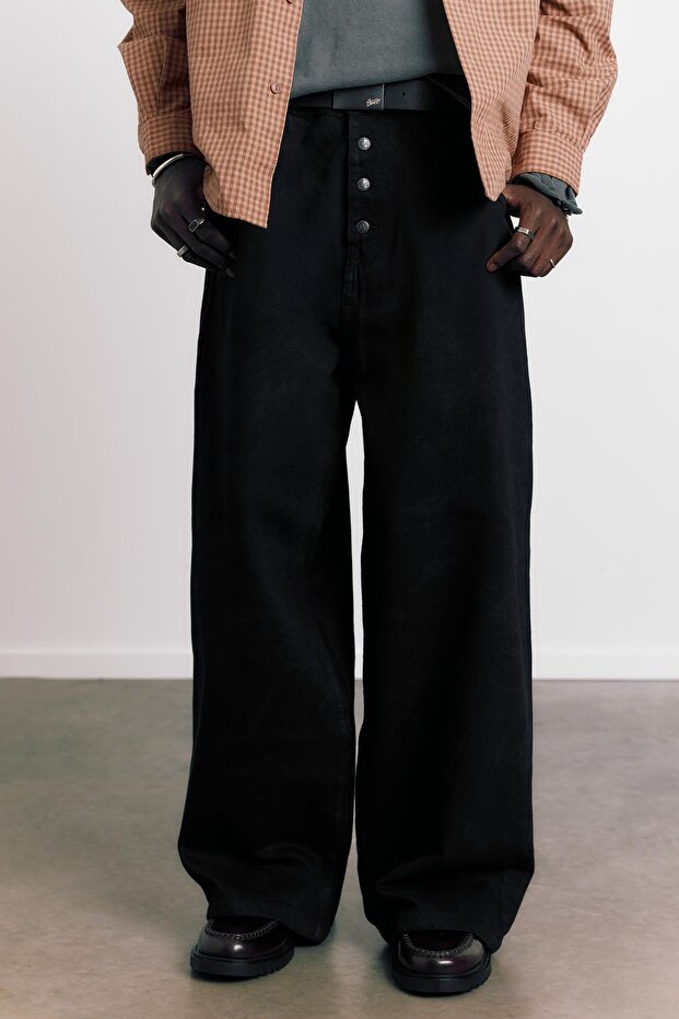 Lazer baskılı baggy jean - 4