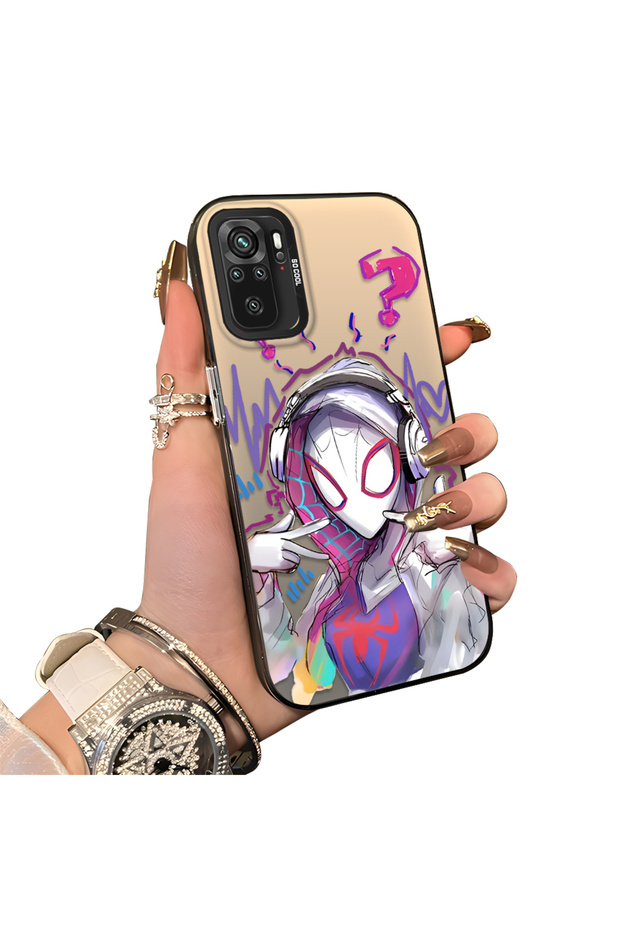Xiaomi Poco M5S Compatible Spiderman Couple Case Acrylic Back Silicone Edge Protection