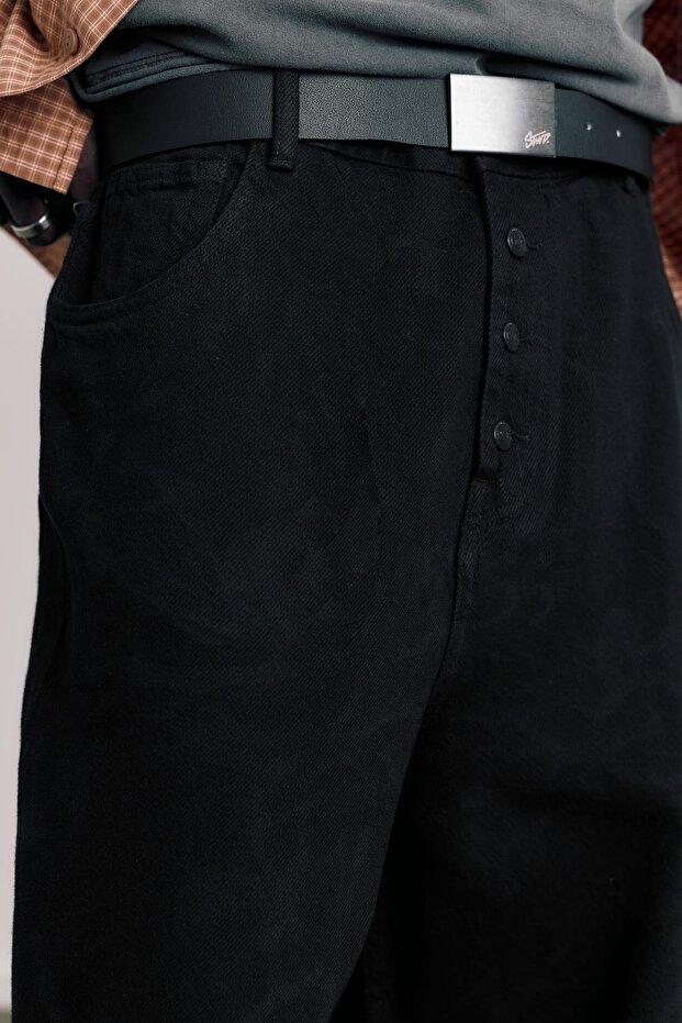 Lazer baskılı baggy jean - 7