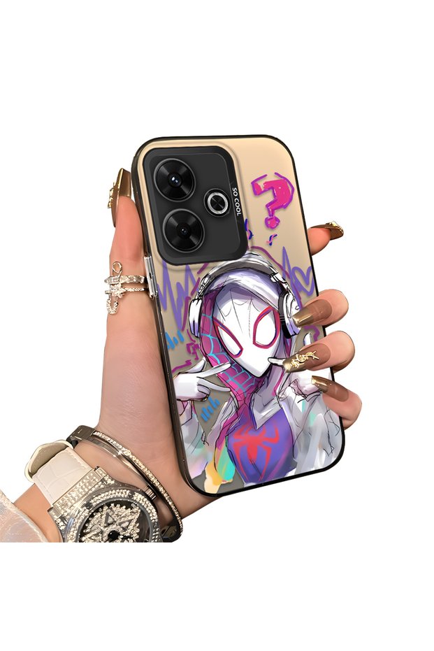 Xiaomi Poco M6 4g Compatible Spiderman Double Case Acrylic Back Silicone Edge Protection