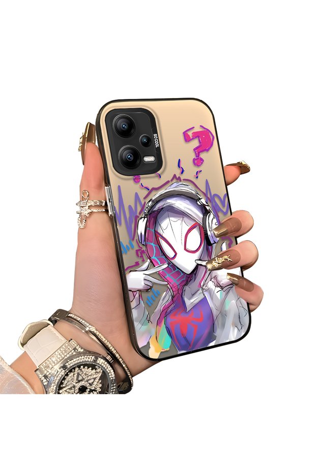 Xiaomi Poco X5 Compatible Spiderman Double Case Acrylic Back Silicone Edge Protection