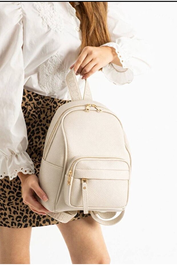 Multi-Compartment Soft Leather Women's Backpack - 1