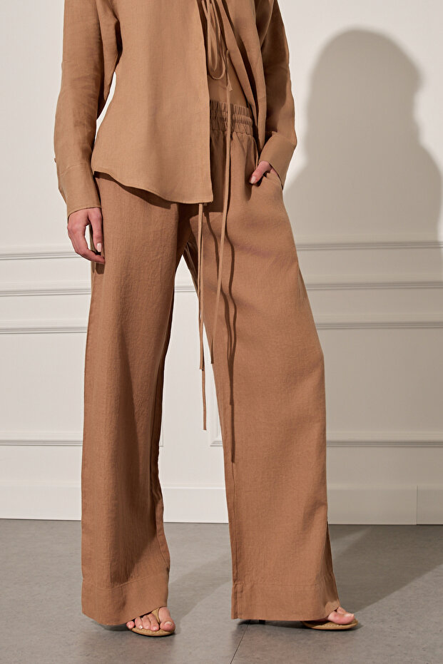 %100 Keten Bol Paça Pantolon - 2