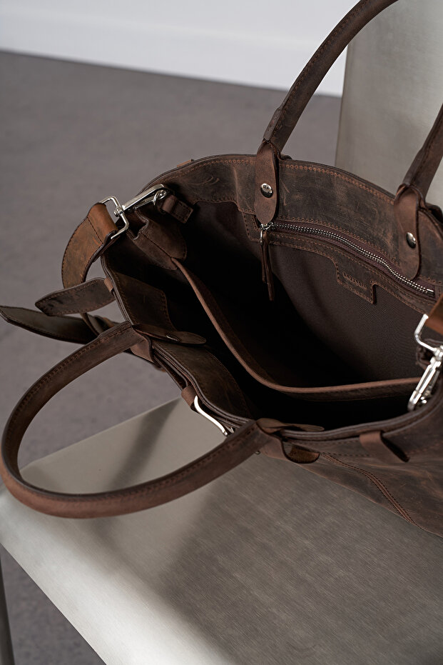 %100 Deri Kemerli Çanta - 4