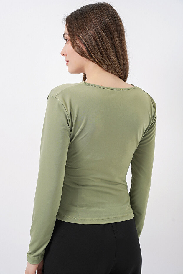 939 Anvelop Yaka Sandy Bluz - Çağla - 6