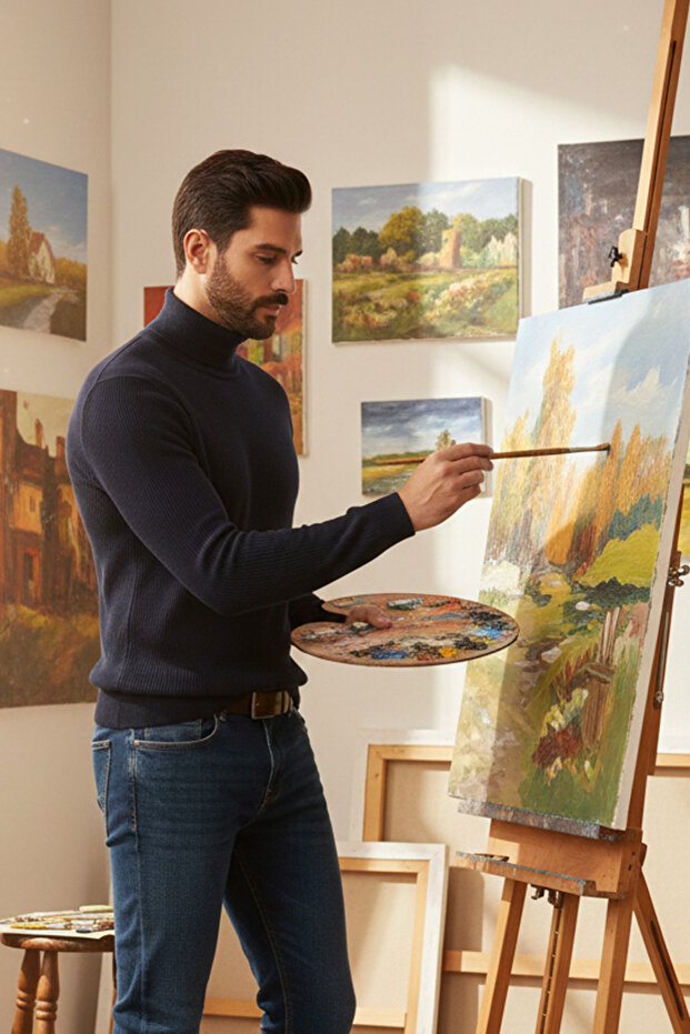 سترة رجالية ذات ياقة دائرية سادة اللون - 3