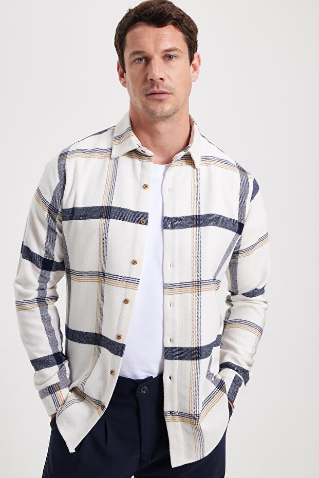 Men's Slim Fit slim fit checkered winter lumberjack shirt