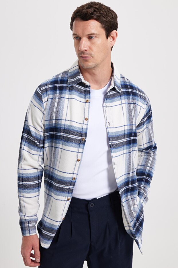 Men's Slim Fit slim fit checkered winter lumberjack shirt