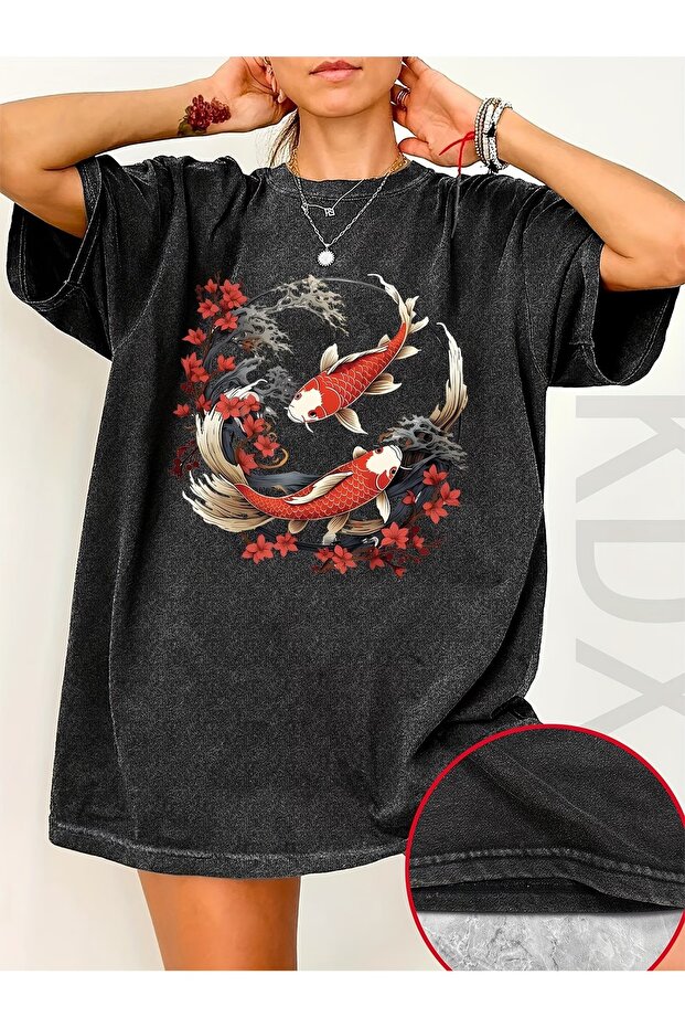 Unisex Oversized T-Shirt - Acid Washed 100% Cotton Casual Model