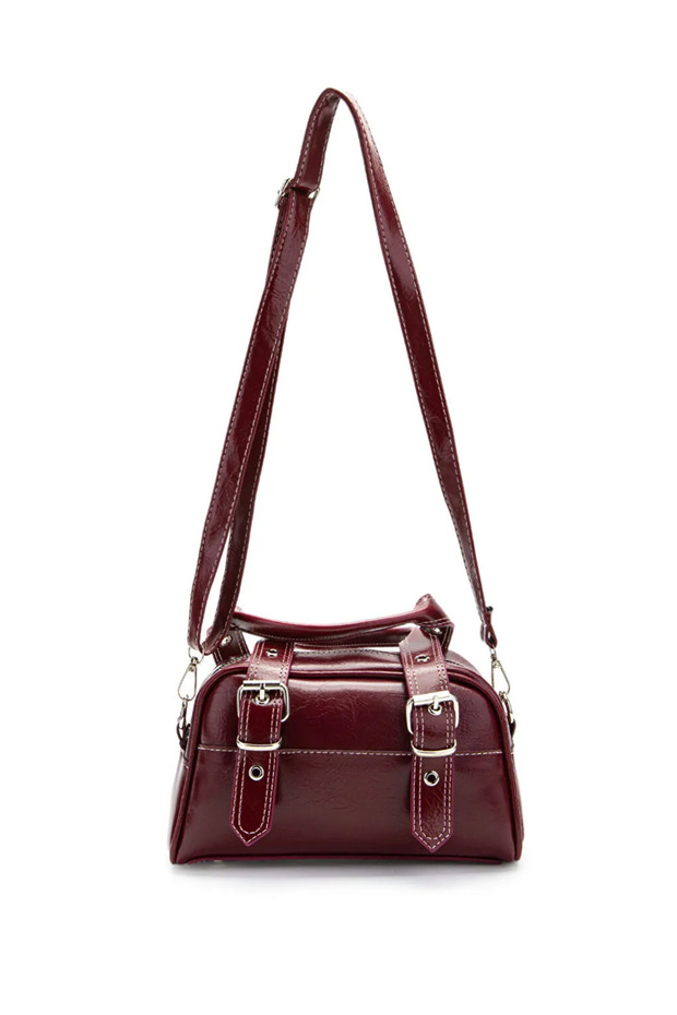 Gold Women's Buckle Leather Bag Hand & Shoulder Bag