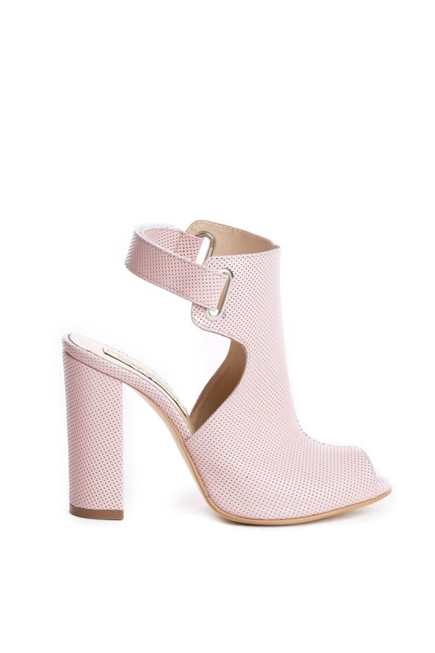 Sandale piele toc gros Single Strap Light Rose
