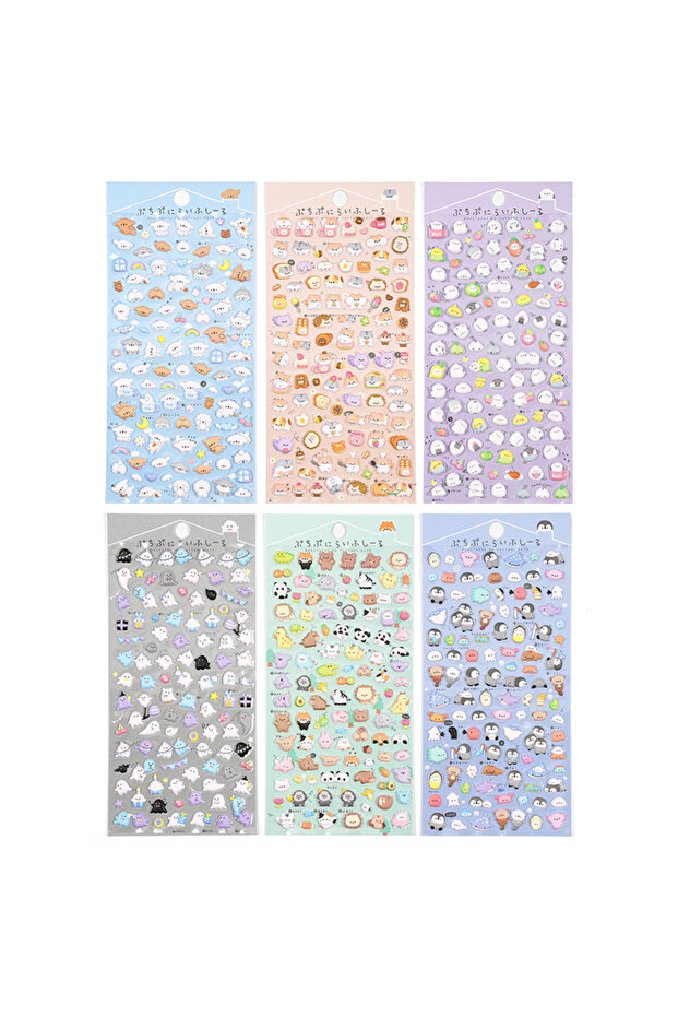 6 pcs mixed design 3 pcs Kawaii Mini Animals Cartoon 3D Puffy Stickers Cute Scrapbooking DIY Journal