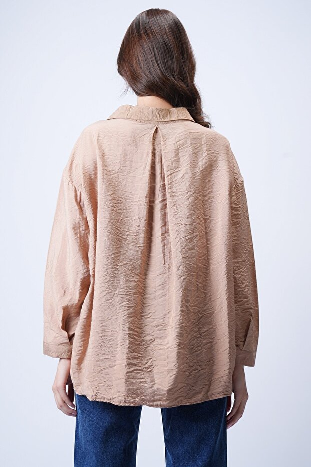 Camel Tek Cepli Oversize Gömlek - 5