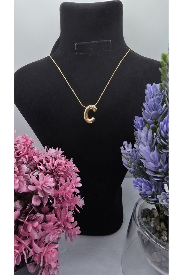 Letter C Balloon Steel Necklace - Gold & Silver Color Options 45cm Stainless & Tarnish Resistant