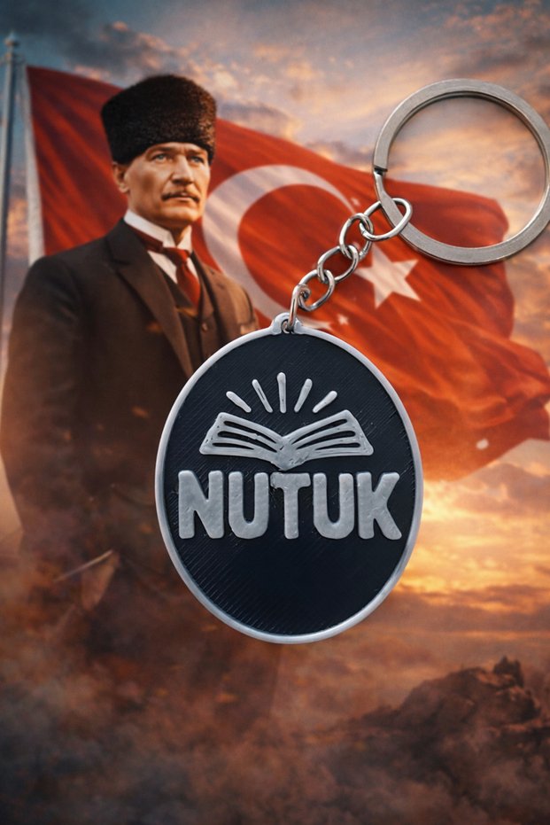 Nutuk Themed Special Design Keychain - Ataturk Inspired Meaningful Souvenir - Double-Sided 3D Printing