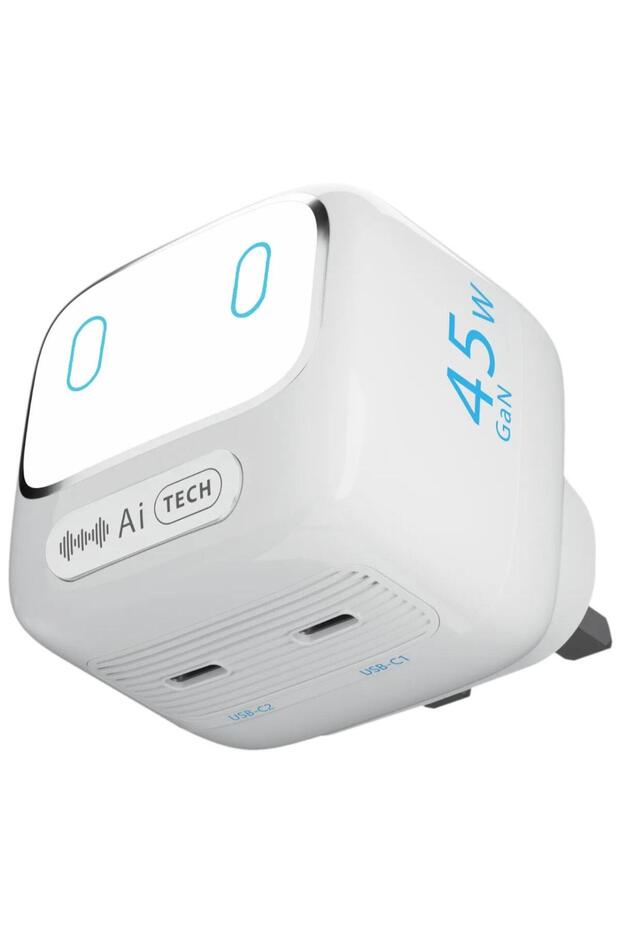 GaN AI Power Charge 45W Fast Charger | Dual USB-C with Voice-Controlled Lights